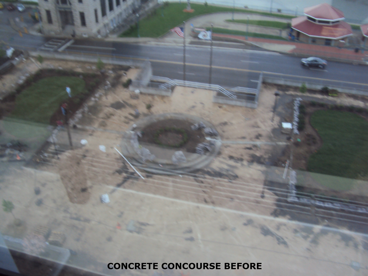 Worn concourse walkway concrete before recoating