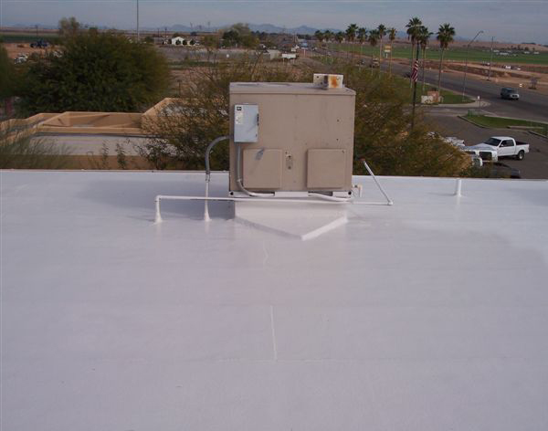 EPDM roof coated with ArmorGarage Flat Roof Coating