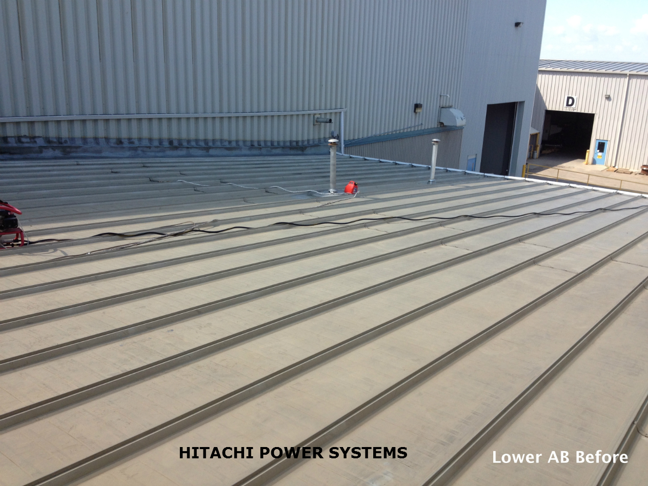 Large commercial roof before restoration
