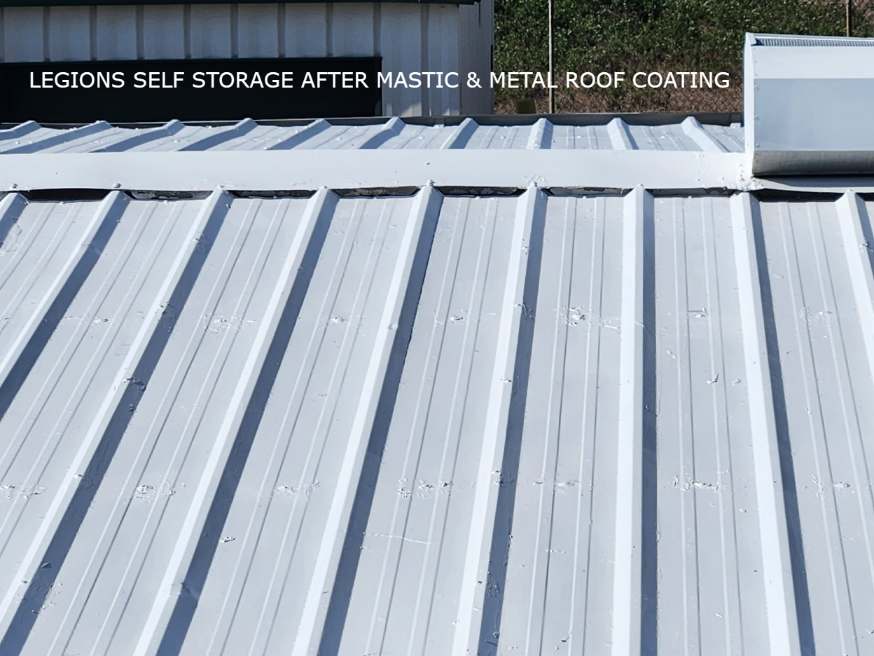 Self-storage roof recoated with an ArmorGarage roof coating