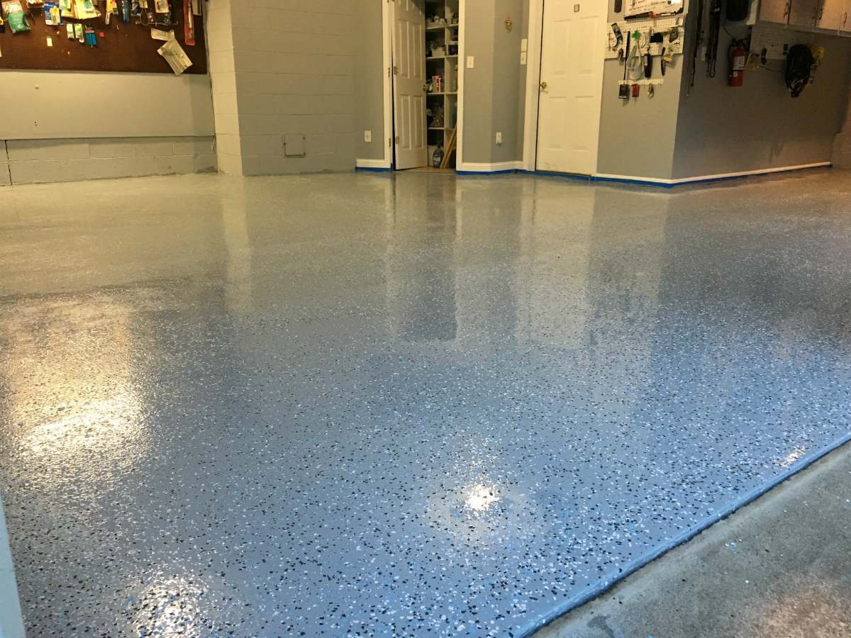 Durable high-gloss ArmorGarage epoxy floor after coating