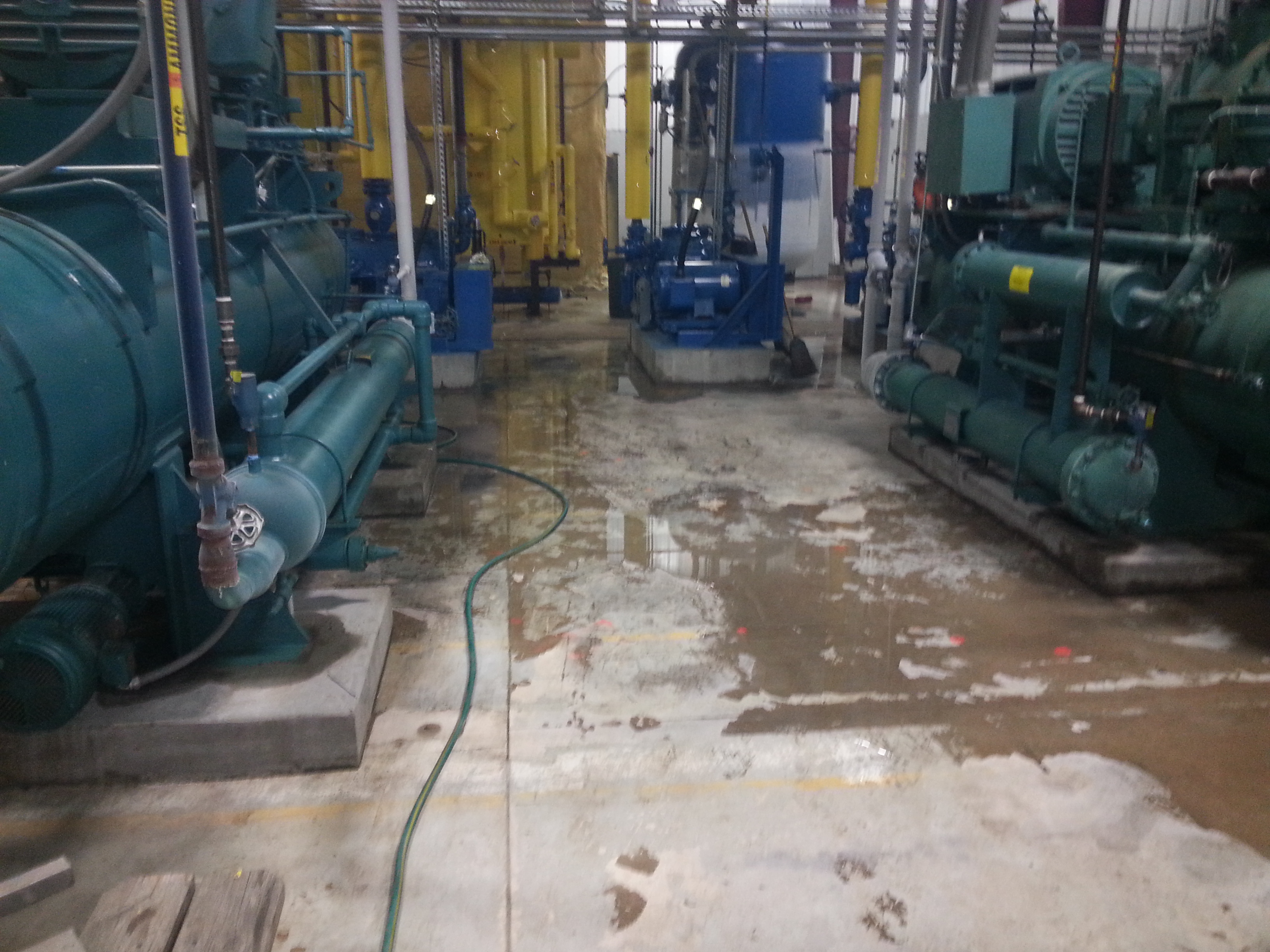 Heavy-duty machine room concrete floor before coating
