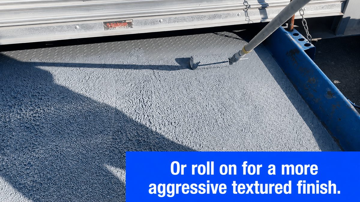 Rolling on heavy duty textured non-slip epoxy for an aggressive high-traction finish