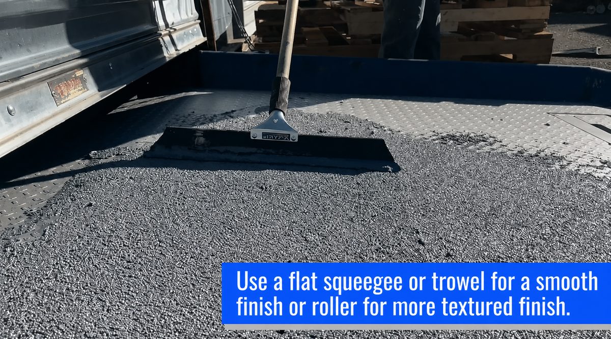 Applying industrial non-slip epoxy with a flat squeegee for a smoother finish