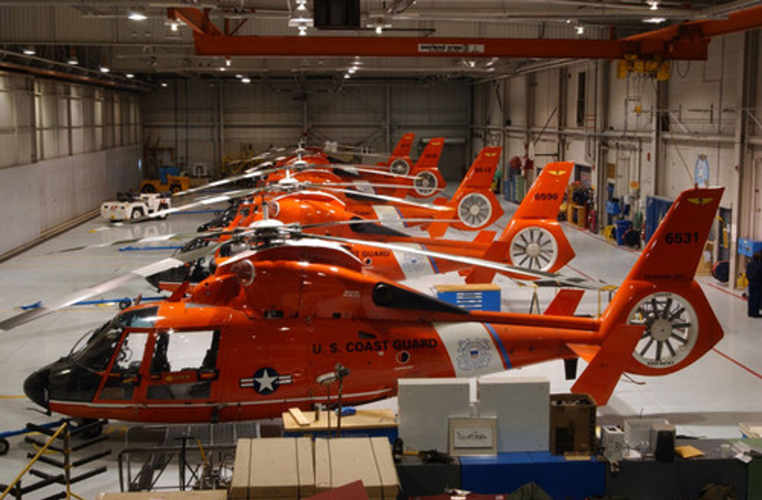 U.S. Coast Guard helicopter maintenance hangar floor coated with ArmorGarage large format commercial epoxy